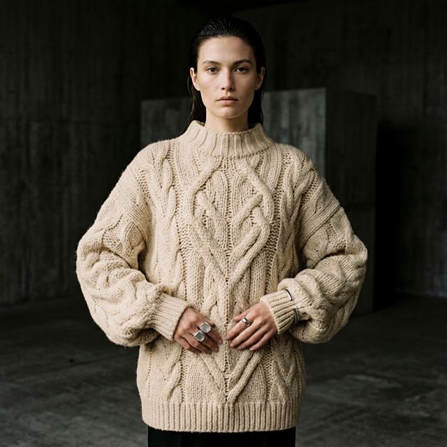The Meridian Cable Knit — Oatmeal colorway
