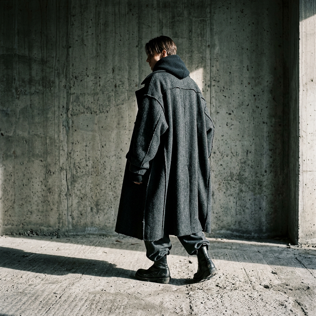 The Sovereign Overcoat — back view on model