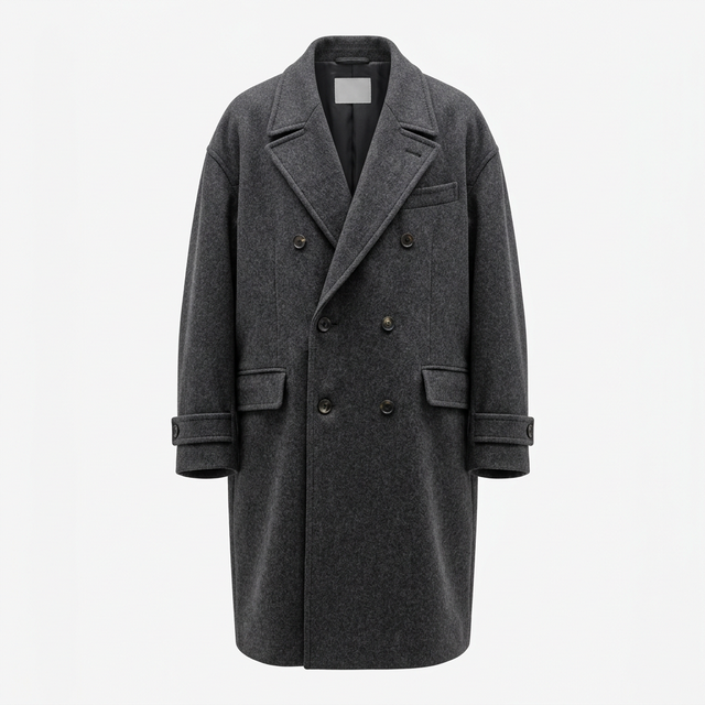 The Sovereign Overcoat — ghost mannequin studio shot